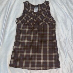 RMLA Brown tan blue Plaid tartan Y2K shift Dress jumper size 5